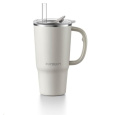 BUYDEEM Termo hrnček so slamkou 700 ml, model DS57, farba ovsená biela