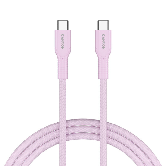 Canyon OnWire CCAP60CL, kábel nab. a synchr., USB-C / USB-C, 60W PD, 480Mbps, opletený, 1 m, ružový