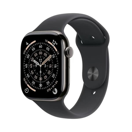 Apple Watch Series 11 GPS + Cellular 42mm Slate Titanium Case with Black Sport Band - M/L