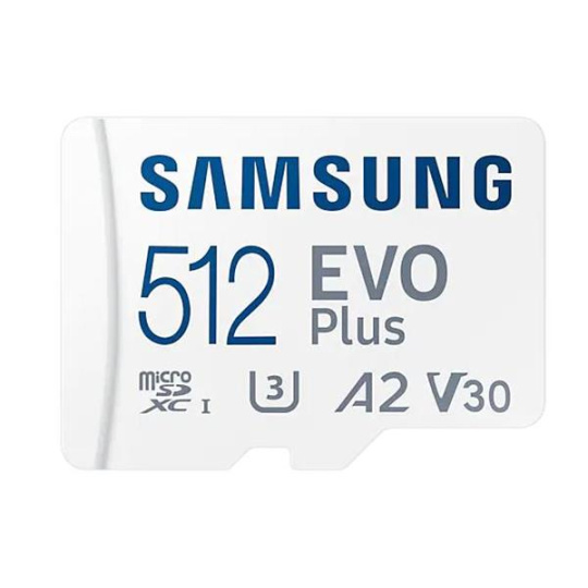 512 GB . microSDXC karta Samsung EVO Plus + adapter ( trieda U3,V30,A2 )