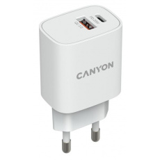 Canyon H-20-04, vysokorýchlostná univerzálna nabíjačka do steny 1xUSB-C, 20W, PD + 1xUSB-A, 18W, QC-3