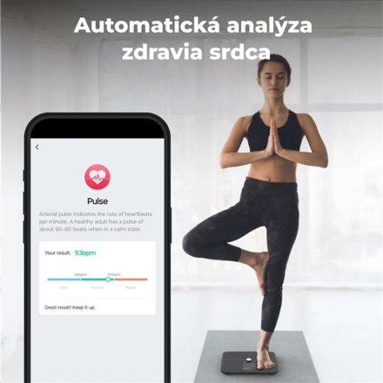 AENO Smart osobná váha ABS0002S, do 180kg, BMI, Srdcový tep, 15 indexov, BTTH, Aplikácia, Spec. sklo, farebný  Displej