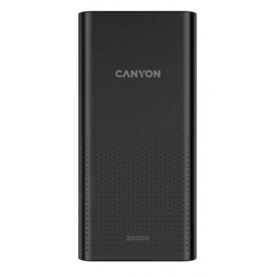 Canyon PB-2001, Powerbank, Li-Pol, 20.000 mAh, Vstup: 1x Micro-USB, 1x USB-C, Výstup: 2x USB-A, čierna