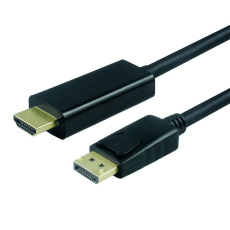 Kábel DisplayPort na HDMI M/M 2m, jednosmerný, 4K@60Hz UHD, audio, čierny, pozl. konektor