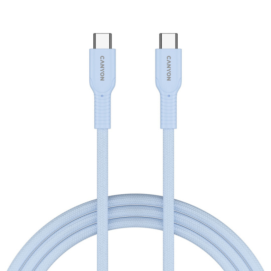 Canyon OnWire CCAP60CL, kábel nab. a synchr., USB-C / USB-C, 60W PD, 480Mbps, opletený, 1 m, modrý