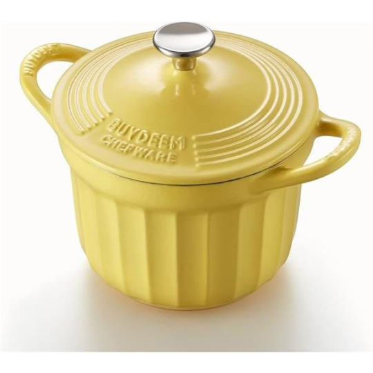 BUYDEEM Smaltovaný liatinový hrniec 1,8L, model CP541, farba jemná žltá