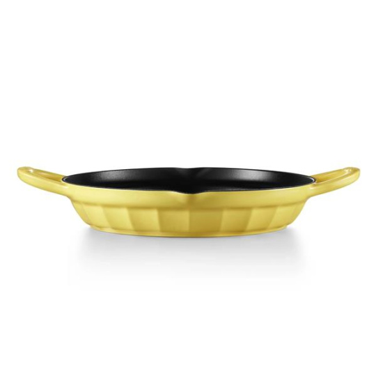 BUYDEEM Smaltovaná liatinová grilovacia panvica 26 cm, model CP553, farba jemná žltá