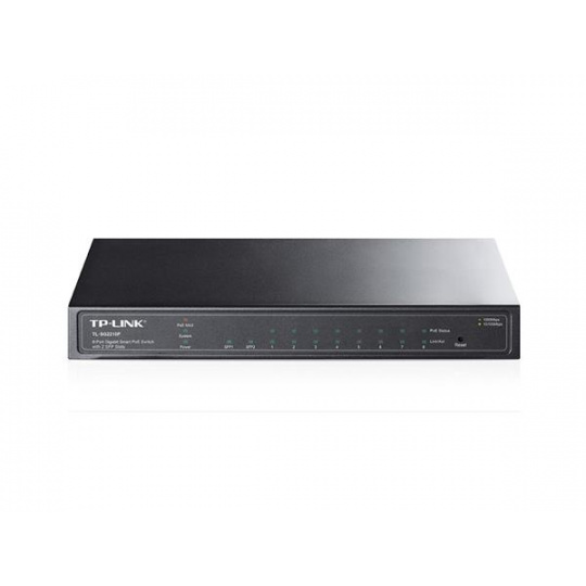 TP-LINK "JetStream™ 10-Port Gigabit Smart Switch with 8-Port PoEPORT: 8× Gigabit PoE Ports, 2× Gigabit SFP SlotsSPEC: