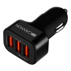 CANYON Universal 3xUSB car adapter, Input 12V-24V, Output 5V-3.1A, black rubber coating+black metal ring (side with USB is in plas CANYON Universal 3xUSB car adapter, Input 12V-24V, Output 5V-3.1A, black rubber coating+black metal ring (side with USB is in plas