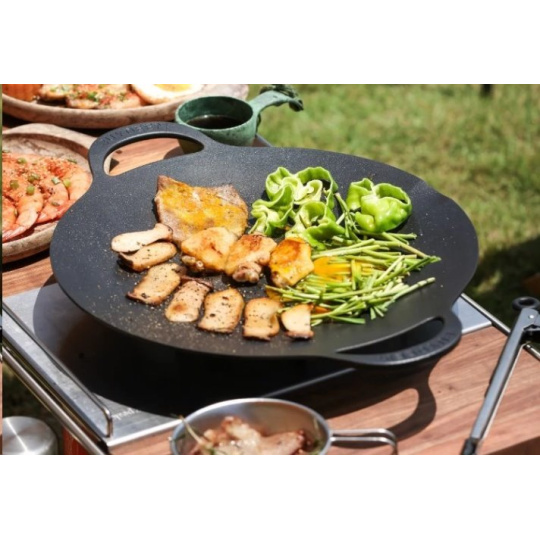 BUYDEEM Hliníková grilovacia nepriľnavá panvica 36 cm, model CP102, farba čierna