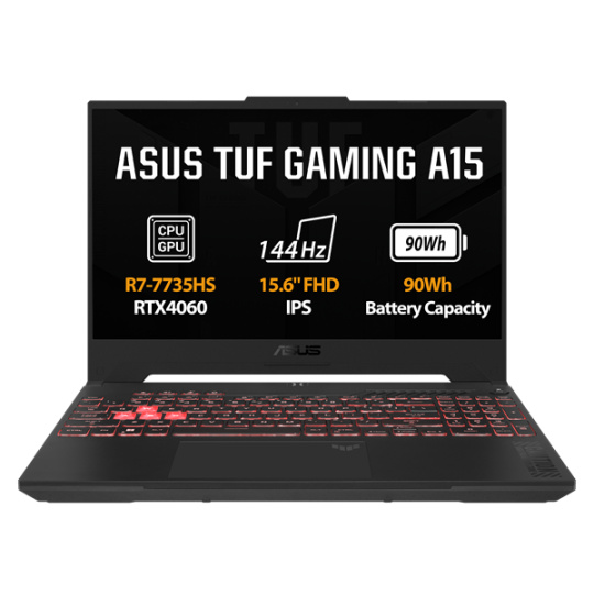 ASUS TUF Gaming A15 FA507NV-LP111, Ryzen 5 7535HS, 15.6˝ 1920x1080 FHD, RTX 4060/8GB, 16GB, SSD 1TB, FDOS