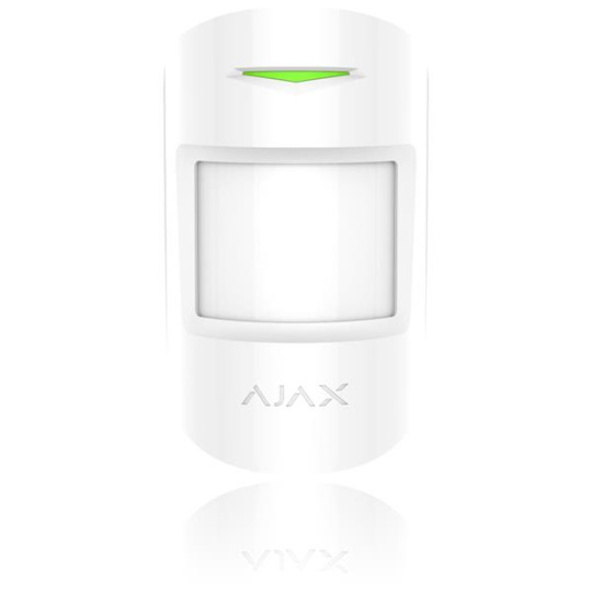 Ajax MotionProtect Plus White - Bezdrátový duální PIR + MW detektor pohybu v bílém provedení; PIR senzor + MW senzor (2.4 GHz); de