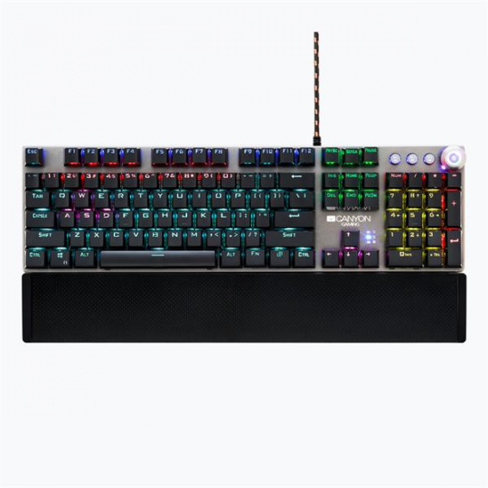 Wired Gaming Keyboard,Black 104 mechanical switches,60 million times key life, 22 types of lights,Removable magnetic wrist rest,4