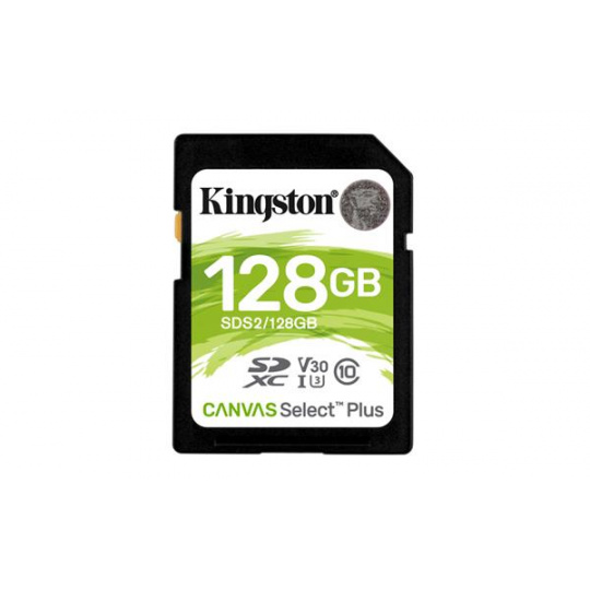 128 GB .SDXC karta Kingston Canvas Select Plus SD Class 10 UHS-I (r100MB/s, w85MB/s)