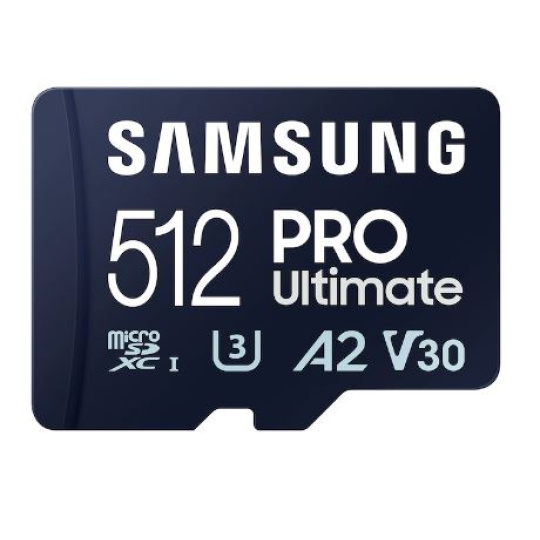 512 GB . microSDXC karta Samsung PRO Ultimate + SD adapter (U3, V30, A2), (r200MB/s, w130MB/s)