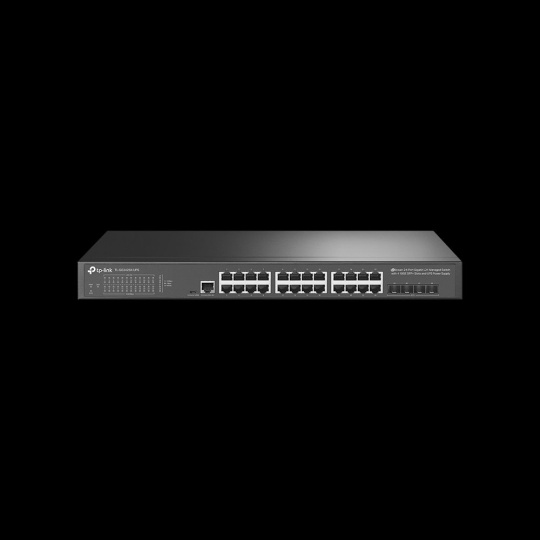 TP-LINK "JetStream™ 24-Port Gigabit L2+ Managed Switch with 4 10GE SFP+ Slots and UPS Power SupplyPORT: 24× Gigabit RJ4