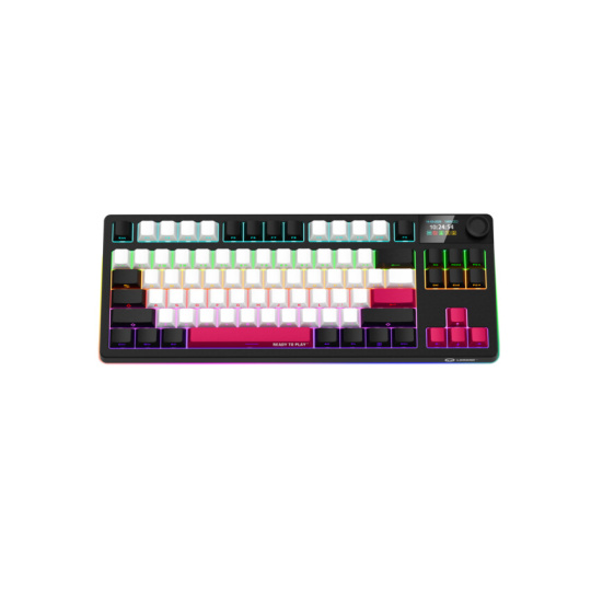 Lorgar KBP70TKLW, Pro bezdrôtová mechanická herná klávesnica, 2.4 GHz/ BT 5.0, Displej, multim. tlač., US layout, čierna