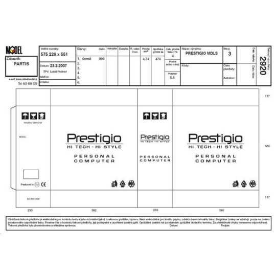 Krabica karton. /54xx sys.PRESTIGIO/
