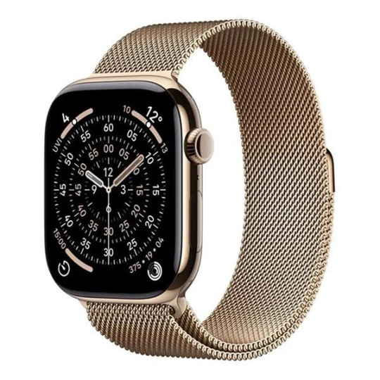 Apple Watch Series 11 GPS + Cellular 46mm Gold Titanium Case with Gold Milanese Loop - M/L Apple Watch Series 11 GPS + Cellular 46mm Gold Titanium Case with Gold Milanese Loop - M/L