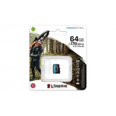 64 GB . microSDXC karta Kingston Canvas Go Class U3 UHS-I V30 (r90MB/s, w45MB/s) bez adaptéra