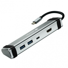 Canyon Multiport Docking Station with 4 ports:1*Type C male+1*Type C female+2*USB3.0+1*HDMI, Input 100-240V, Output USB-C PD 5-20V Canyon Multiport Docking Station with 4 ports:1*Type C male+1*Type C female+2*USB3.0+1*HDMI, Input 100-240V, Output USB-C PD 5-20V