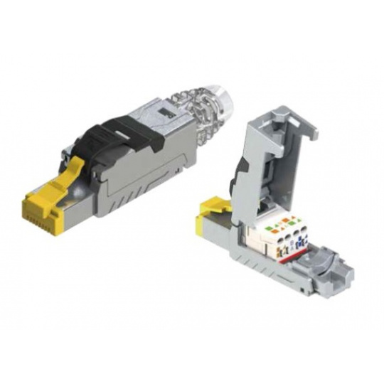 CNS tienený konektor STP RJ45-8p8c,50µ" Au, drôt,skladaný, Cat6A, 1ks