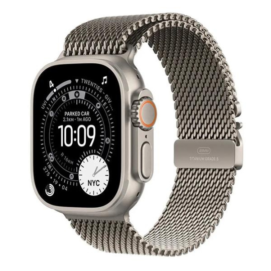 Apple Watch Ultra 3 GPS + Cellular 49mm Natural Titanium Case with Natural Titanium Milanese Loop - Small Apple Watch Ultra 3 GPS + Cellular 49mm Natural Titanium Case with Natural Titanium Milanese Loop - Small