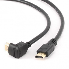 Gembird kábel HDMI High speed, 90° (M) na vodorovný (M), 19 pinové pozlátené konektory, 3 m, čierny, bulk balenie