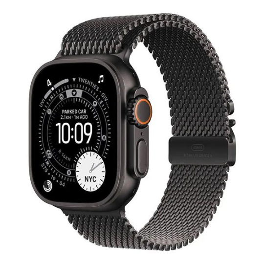 Apple Watch Ultra 3 GPS + Cellular 49mm Black Titanium Case with Black Titanium Milanese Loop - Medium Apple Watch Ultra 3 GPS + Cellular 49mm Black Titanium Case with Black Titanium Milanese Loop - Medium