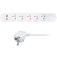 Solight predlžovací prívod 5 zásuviek, USB A+C 20W PD, 3m, 3 x 1mm2, biely, vypínač