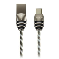 Type C USB 2.0 standard cable, Power & Data output, 5V 2A, OD 3.5mm, metallic Jacket, 1m, gun color