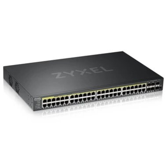 ZyXEL XGS2220-54HP, L3 Access Switch, 600W PoE, 40xPoE+/10xPoE++, 48x1G RJ45 2x10mG RJ45, 4x10G SFP+ Uplink, incl. 1 yr 