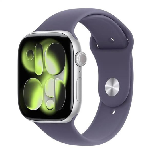 Apple Watch Series 11 GPS 46mm Silver Aluminium Case with Purple Fog Sport Band - M/L Apple Watch Series 11 GPS 46mm Silver Aluminium Case with Purple Fog Sport Band - M/L