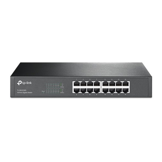 TP-LINK TL-SG1016D 16-Port Gigabit Switch, 16 Gigabit RJ45 Ports, 1U 13-inch Rack-mountable Steel Case