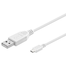 Kábel USB 2.0 A-MICRO-B M/M 1.8m, High Speed, biely