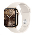 Apple Watch Series 10 GPS + Cellular 46mm Gold Titanium Case with Starlight Sport Band - S/M