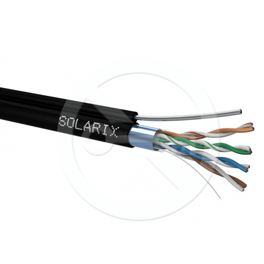 SOLARIX kabel FTP, Cat5E, drôt, PVC, Eca, box 305m - šedá