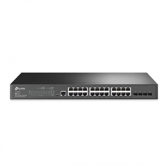 TP-LINK "JetStream™ 24-Port Gigabit L2+ Managed Switch with 4 SFP SlotsPORT: 24× Gigabit RJ45 Ports, 4× Gigabit SFP Slo