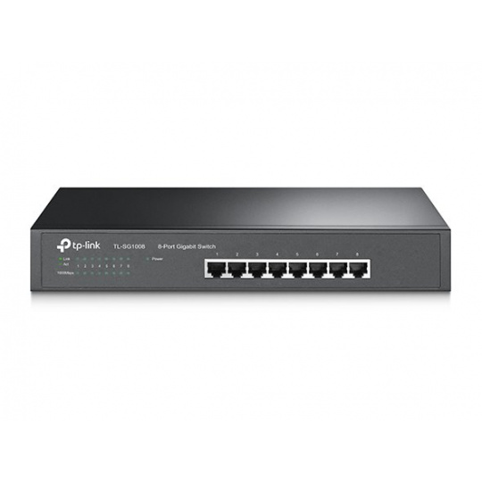 TP-LINK TL-SG1008 8-Port Gigabit Switch, 8 Gigabit RJ45 Ports, 1U 13-inch Rack-mountable Steel Case