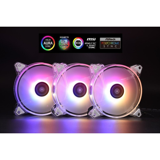 1stCOOL KIT AURA EVO CRYSTAL ARGB 3x CRYSTAL White fan + ARGB Nano controler