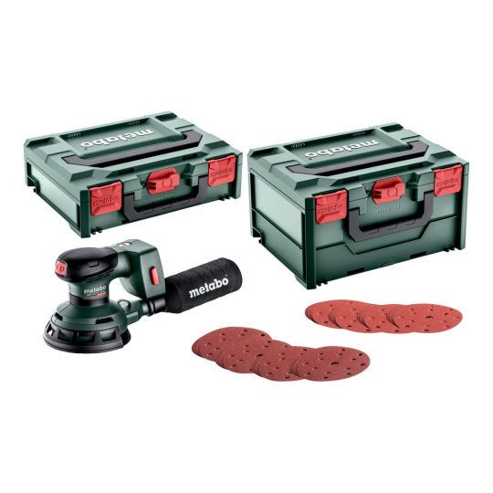 Metabo Set SXA 18 LTX 125 BL AKUMULÁTOROVÁ EXCENTRICKÁ BRÚSKA18V; METABOX 215; SO 100 BRÚSNYMI KOTÚČMI SO SUCHÝM ZIPSO