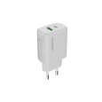 Canyon OnCharge 250, univerzálna nabíjačka do steny, 1x USB-C + 1x USB-A, PD 25W, biela