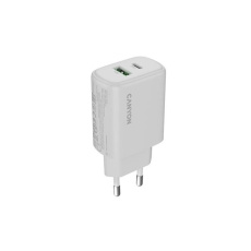 Canyon OnCharge 250, univerzálna nabíjačka do steny, 1x USB-C + 1x USB-A, PD 25W, biela Canyon OnCharge 250, univerzálna nabíjačka do steny, 1x USB-C + 1x USB-A, PD 25W, biela