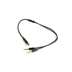 Gembird audio adaptér 3.5 mm 4-pin (F) na 2 x 3.5 mm stereo jack (M), kovové, kábel 0.2m