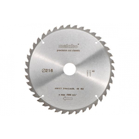 Metabo PrecisionCutClassic 216x30, 40 WZ 5°neg 