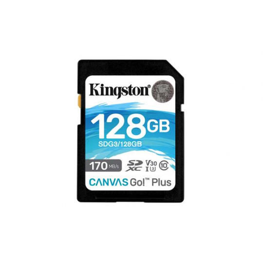 128 GB .SDXC karta Kingston . Canvas Go Class 10 UHS-I U3 V30 ( r90MB/s, w45MB/s )