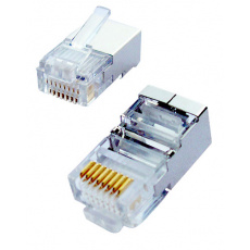 tienený konektor Cat.5E, FTP RJ45-8p8c,50µ" Au, drôt/lanko, (100ks)