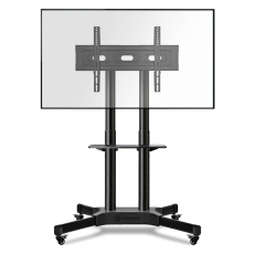 ONKRON Mobile TV Stand Rolling TV Cart w/ 1 Shelf for 32" -  65" up to 50 kg, BlackVESA: 100x100 - 600x400"