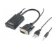 Gembird adaptér VGA (M) na HDMI (F) + 3.5 mm audio, 0.15 m kábel, čierny