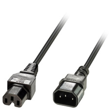Kábel sieťový 250V predlžovací, C14 - C15, 2m, 1.00mm2, 10A, čierny